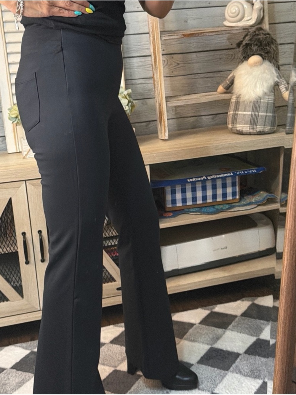 Halara Black Flared High Waist V front Active Pants - Picture 7 of 8